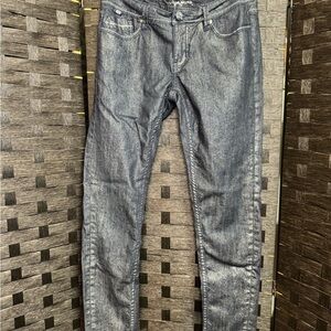 Pepe Jeans Dark Blue Denim Skinny fit with a silver metallic foil or coating.